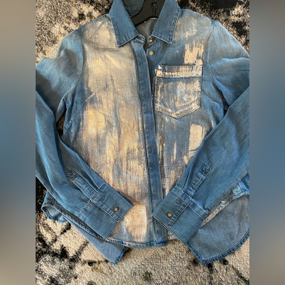 Rachel Roy Denim & Silver Button Down - Picture 2 of 3